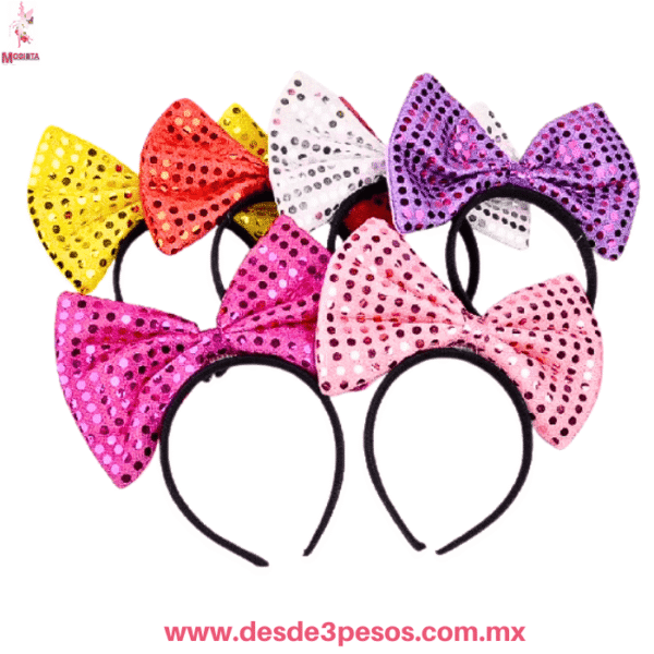 Diadema de Moño Grande con Lentejuelas y Luz LED 12 x 20 cm. En colores WZH-144 - Imagen 2