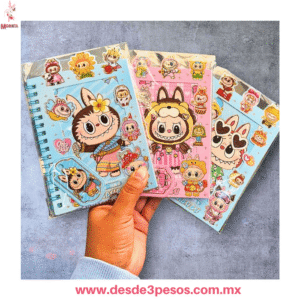 Libreta con 13 Planillas  de Stickers LABUBU y 8 hojas diseñadas  15 X 11cm. Diseños Kawaii Coleccionables XQCC
