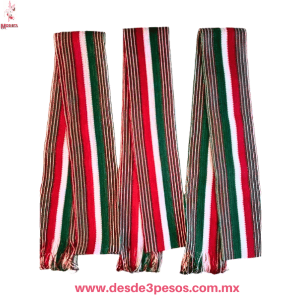 Faja Ceñidor Tricolor Mexicano Artesanal 1.50 x 6 cm. Varean los modelo