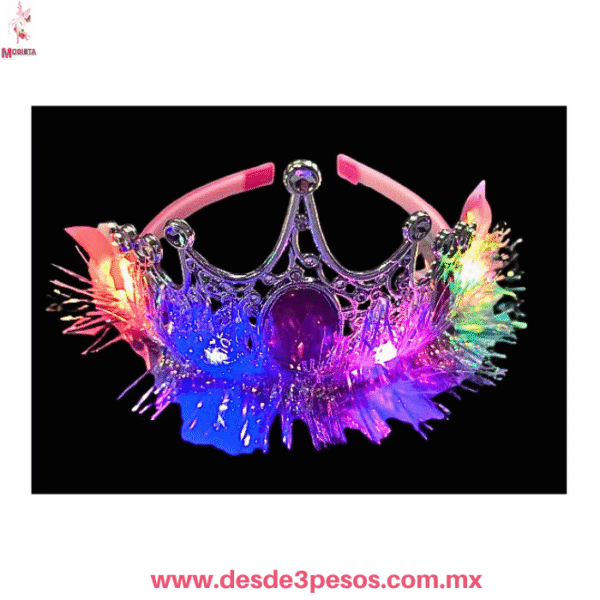 Tiara Corona Luminosa LED de Princesa con Tinsel 12 X 14cm. GH-205