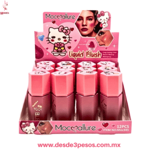 Rubor Líquido FAVOR BEAUTY Hello Kitty  con Aplicador de Esponja, 8 x 3.5cm.  Larga Duración 4 tonos  BL9107