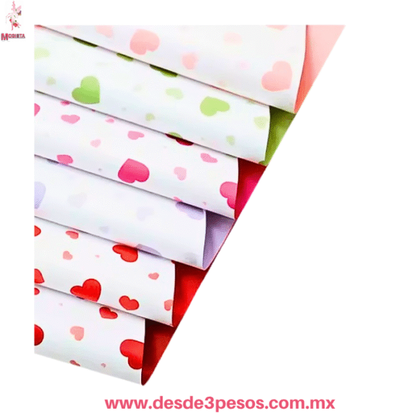 Papel Coreano Doble Faz Diseño Corazones  56x54cm. YONG-2331-58 - Imagen 2