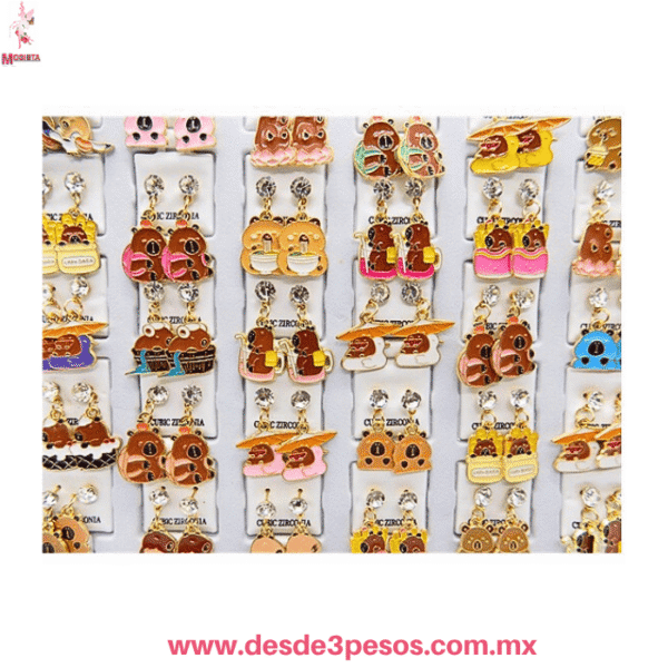 Caja C/36 Pares de Aretes de Ositos Esmaltados con Zirconia Cúbica  2.5cm. MC25-A18 Costo Unitario:  $5.25 - Imagen 2