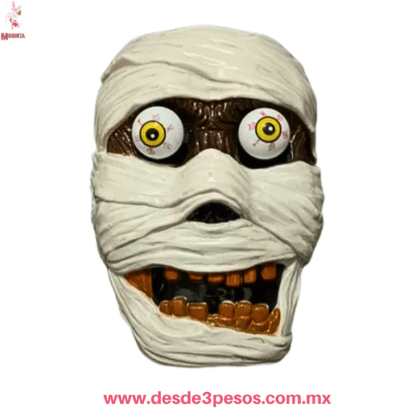 Máscara de Momia con Ojos Saltones  Disfraz Halloween Terror 18x26cm. WSJ-555 - Imagen 2