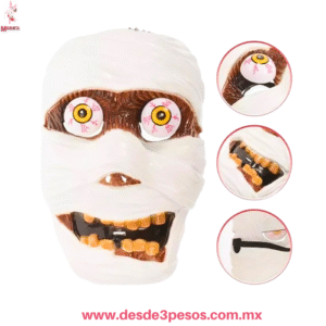 Máscara de Momia con Ojos Saltones  Disfraz Halloween Terror 18x26cm. WSJ-555