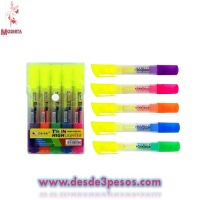 blíster con 5 pza Marca Textos Doble punta Colores neón 15cm. De alto