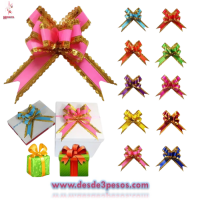 Paquete con 10 Moños para Regalo Con Orilla Dorada 70 x 5cm en varios colores