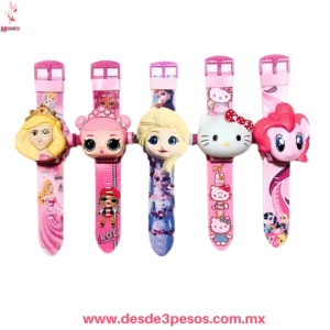 Reloj Proyector Infantil para Niña, Personajes de Moda, 21 cm, Genérico