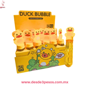 Burbujas en forma  de Pato DUCK.BUBBLE 14x2.5cm.  Caja con 24 Piezas precio por 1 pza. PPS-181