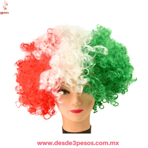 Peluca Afro Rizada Tricolor Fiesta y Disfraz  Unitalla Genérica