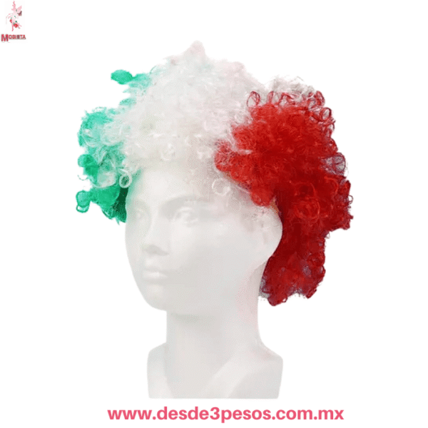 Peluca Afro Rizada Tricolor Fiesta y Disfraz  Unitalla Genérica - Imagen 2