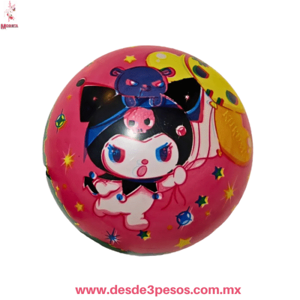 Pelota Inflable decorada de Kuromi Sanrio y Princesas Diseño Kawaii Goth  19 cm