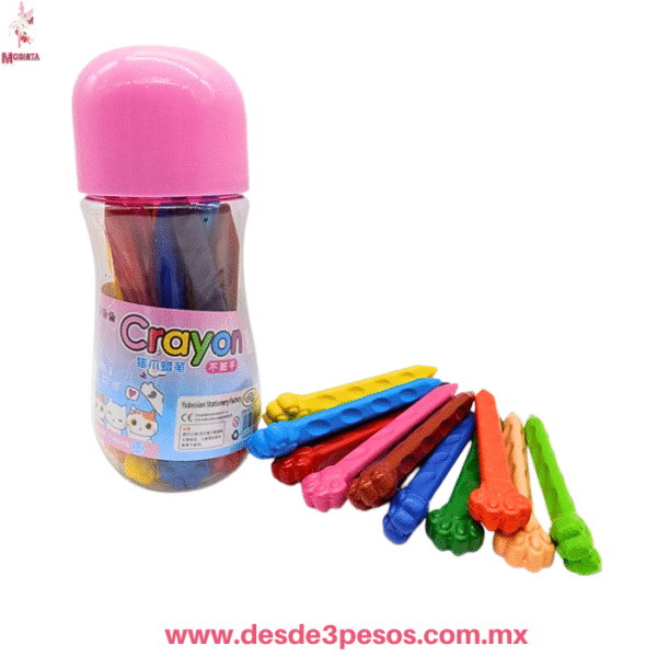 Estuche con 12 Crayones "Cat's Paw" con Forma de Patita de Gato en varios colores - Imagen 2