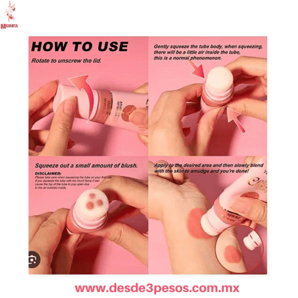 Rubor Líquido "The Cheek of It" de Favor Beauty  Con Aplicador de Corazón 4 Tonos 25ml. BL9147 - Imagen 2