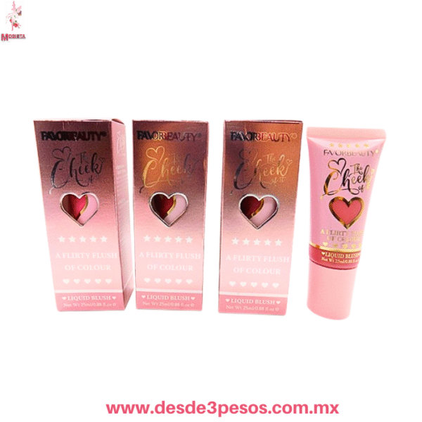 Rubor Líquido "The Cheek of It" de Favor Beauty  Con Aplicador de Corazón 4 Tonos 25ml. BL9147 - Imagen 3