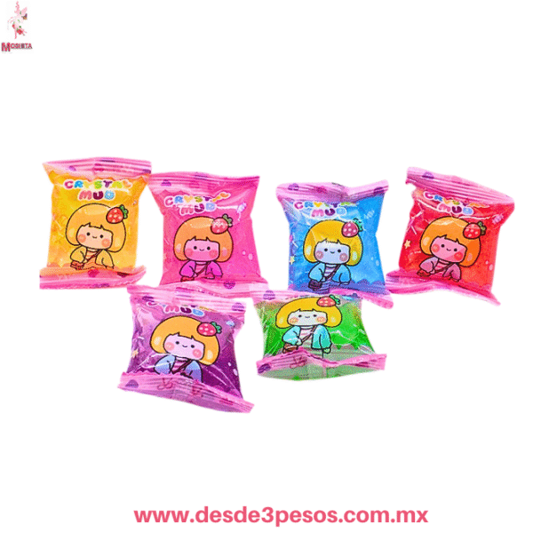 Caja con 72 Slime Kawaii Crystal NIÑA FRESITA Paquetes individuales con Glitter 6 x 4.5 cm - Imagen 2