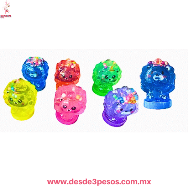 Caja con 24  Slime Cristal en forma de LEON  con Glitter y bolitas de Unicel  8 x 5 cm - Imagen 2
