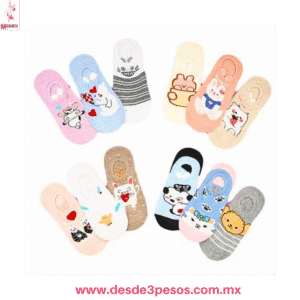 Calcetines Balerina Bebe Antideslizantes, Algodón, Diseño Animado, Talla 0-12 Meses