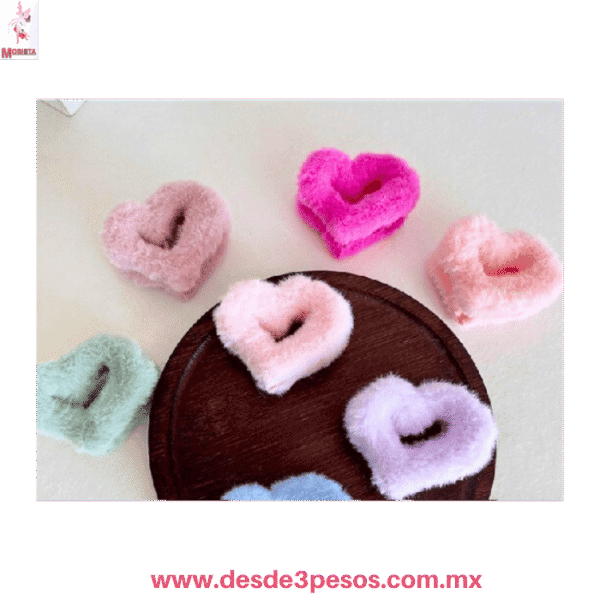 Paquete con 12 Pinzas de Peluche en forma de Corazón7.5cm - - Imagen 2