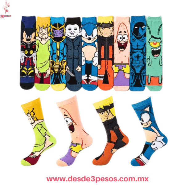 Calcetines de Personajes Animados 🧦 Talla Única varios modelos