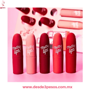 💄 Labial Matte 5D FAVOR BEAUTY – Colección x6 Tonos Intensos LS2144 caja con 24pza. Precio por 1pza.