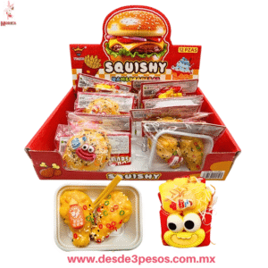 SQUISHY HAMBURGUESA DIVERTIDA - Antiestrés, 9cm,  caja con 12 pza. precio por 1pza. TT-2291