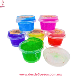 Slime Brillante y Elástico (6 Colores), Tarro 60ml, Marca PlayFun H-1795