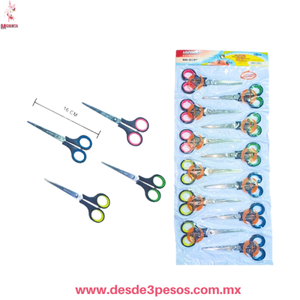 Tijera Escolar Metálica Punta Delgada 16 cm - Multicolor - Imagen 2