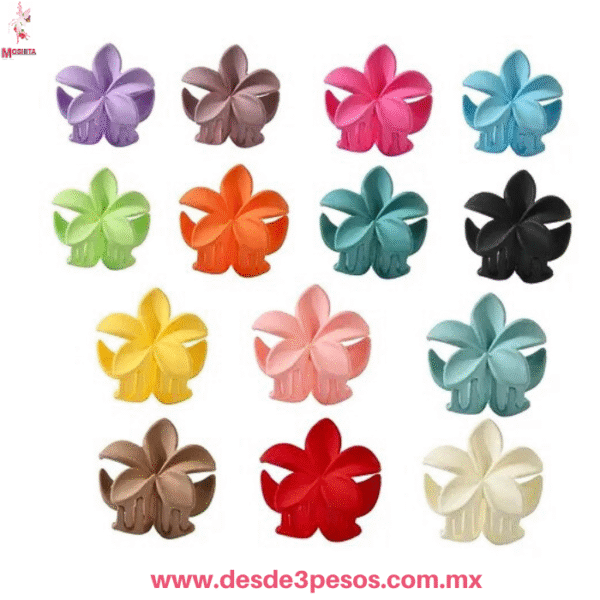 Paquete con 12 Pinzas para el Cabello Floral "Tropical Bloom"  🌸 10cm. QHP-F115 - Imagen 2