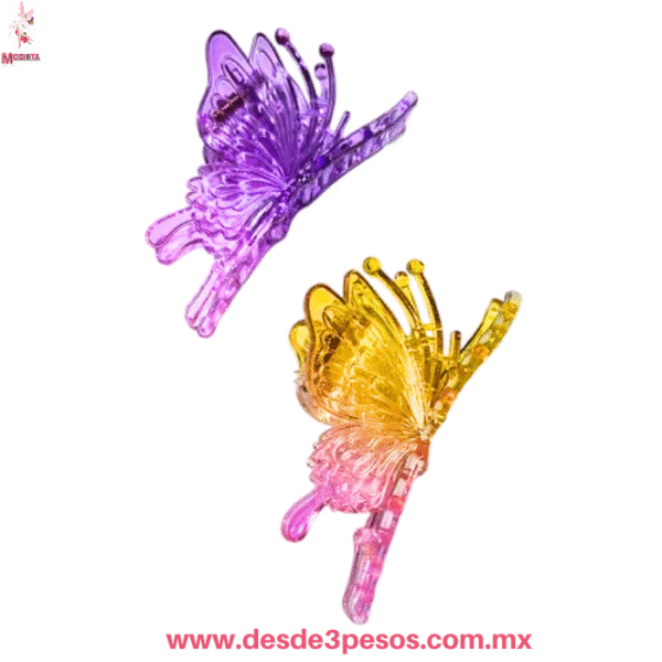 Pquete con 12 Pinza en forma de Mariposa Transparente 11 x 5cm. 6 Colores Vibrantes QHP-F392 - Imagen 2