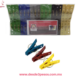 Paquete con 36 Pinzas para Ropa Charly, Antideslizantes  Multicolor.