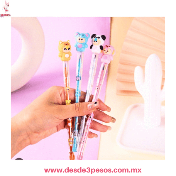 Lápices Apilables Kawaii con Figuras de Animales y Minas Incluidas - 18 cm, X-85-33 - Imagen 2