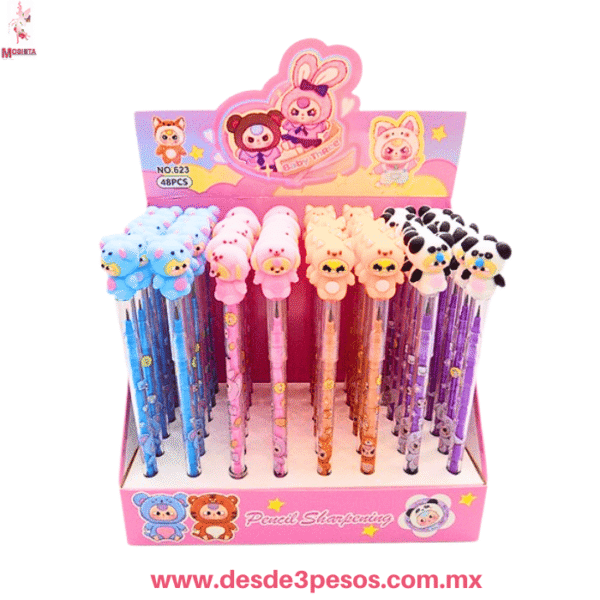 Lápices Apilables Kawaii con Figuras de Animales y Minas Incluidas - 18 cm, X-85-33 - Imagen 3