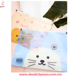 FOLDER de Plástico Transparente "Lovely Seal" y "Sweet Bear" - 33x24cm  WJD-84