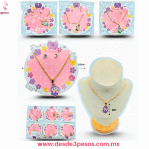 Conjunto de Joyas Infantiles, Collar con dije de Labubu  y Aretes de  9.5cm x 2cm 7132