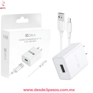 Cargador iPhone 1mt.  ¡Carga Rápida y Segura, 2.4A 12W Max! GAR143 1Hora