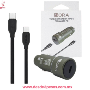 Cargador Auto  Tipo C PD - Carga Rápida y Compacta  Marca 1Hora Mod. GAR116