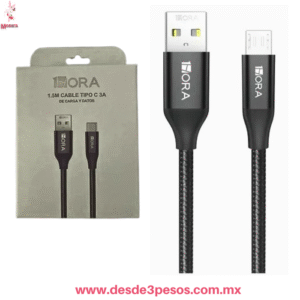 Cable USB-A a Tipo C , Carga Rápida 3A, 1.5 mts. Largo Marca 1hora CAB249