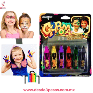 Crayones de Pintura Corporal Mingda – Kit de 6 Colores Maquillaje de Fantasía, Fácil de Usar y Lavar. MD-300A