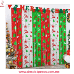 Cortina De Fiesta Metalica NAVIDEÑA CON FLECOS y frase Feliz Navidad 1.88 x 99 cm en varios modelos - Foto 2