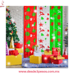 Cortina De Fiesta Metalica NAVIDEÑA CON FLECOS y frase Feliz Navidad 1.88 x 99 cm en varios modelos - Foto 1