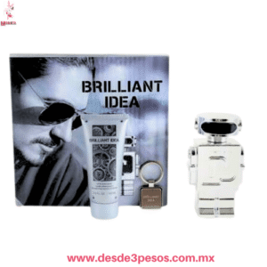 Set de 2 piezas de Perfume 100 ml y  Balsamo para despues de afeitar 100 ml, incuye Llavero metalico BRILLIANT IDEA