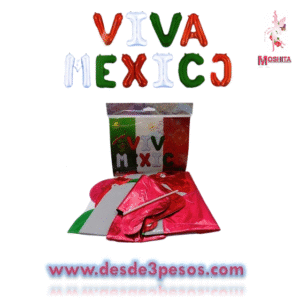 Letrero de Globos con la frase Viva Mexico 10 letras 40 x41 aprox.
