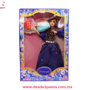 Barbie de Plastico Movible con Vestimenta incluye bolso y peineta  26 cm. De largo