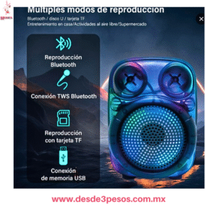 Bocina Radio FM / USB Luz Led 3" Link bits  modelo RFR366 14 X 10 cm