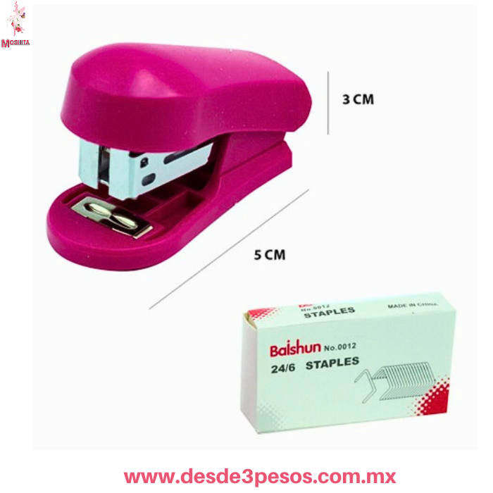 Mini Engrapadora incluye caja de grapas 24/6 ATAPLES 6 X 3 cm en colores B30-B - Imagen 2