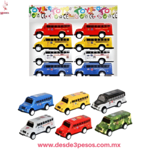 Bolsa con 6 Autobus de Traccion 7 x 3 cm en colores X-480-44