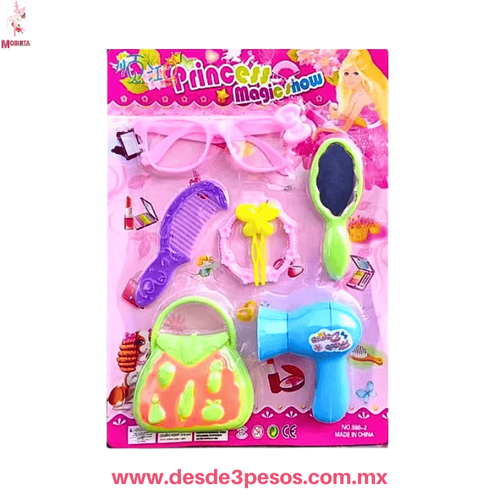 Set de Belleza y Accesorios de Juguete 7 pza. de plastico 30 x 22 cm.