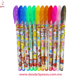 Paquete con 12 Plumas de Gel, en varios colores