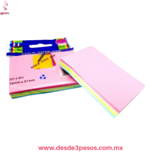 Postick en bolsa individual con 100 hojas cada uno en colores mate 7.5 x 7.5 cm